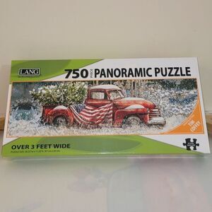 Lang Flag Truck 750 Piece Panoramic Jigsaw Puzzle Tim Coffey Art 3 Ft Wide New